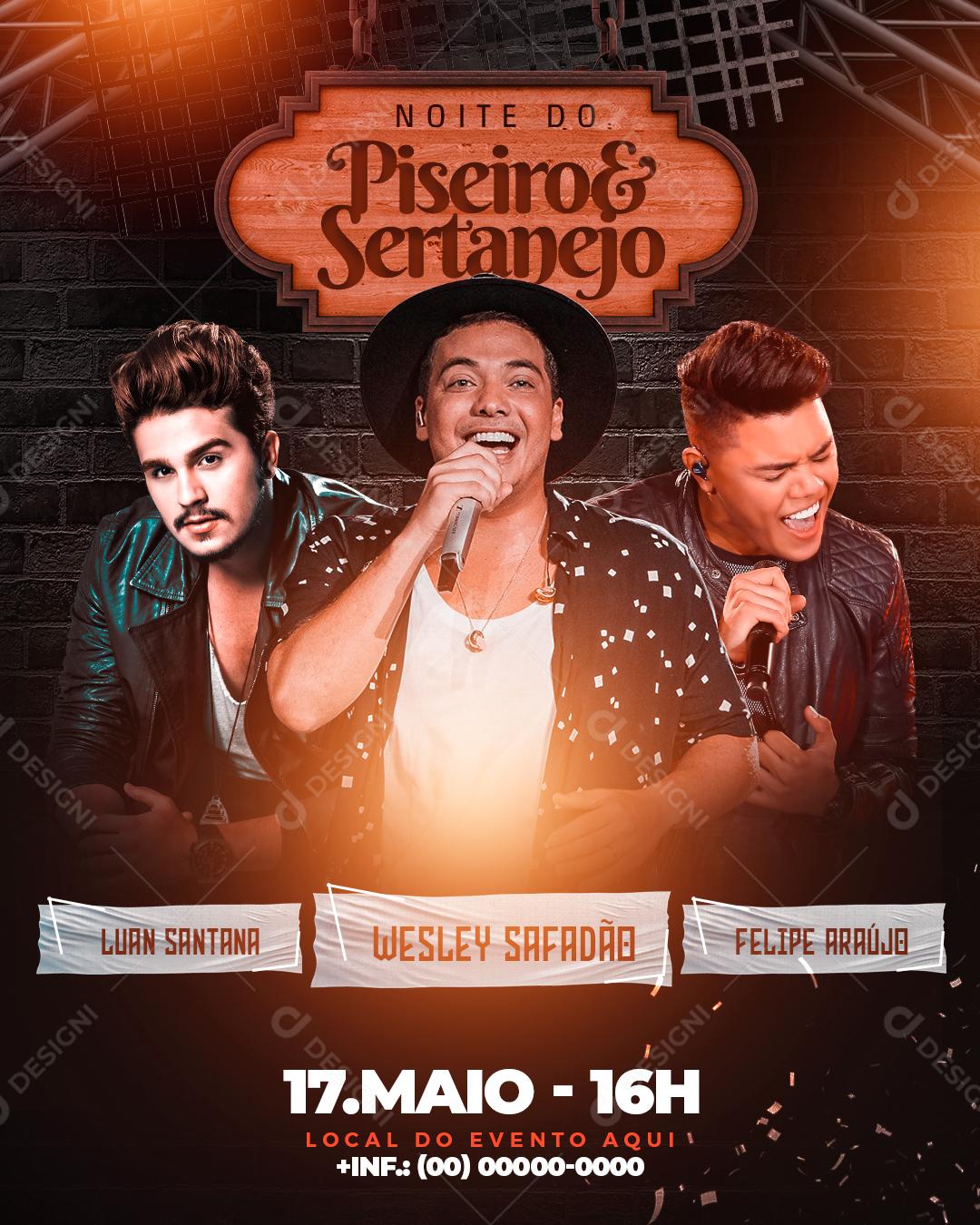 Flyer Piseiro Sertanejo Wesley Safadão Social Media PSD Editável