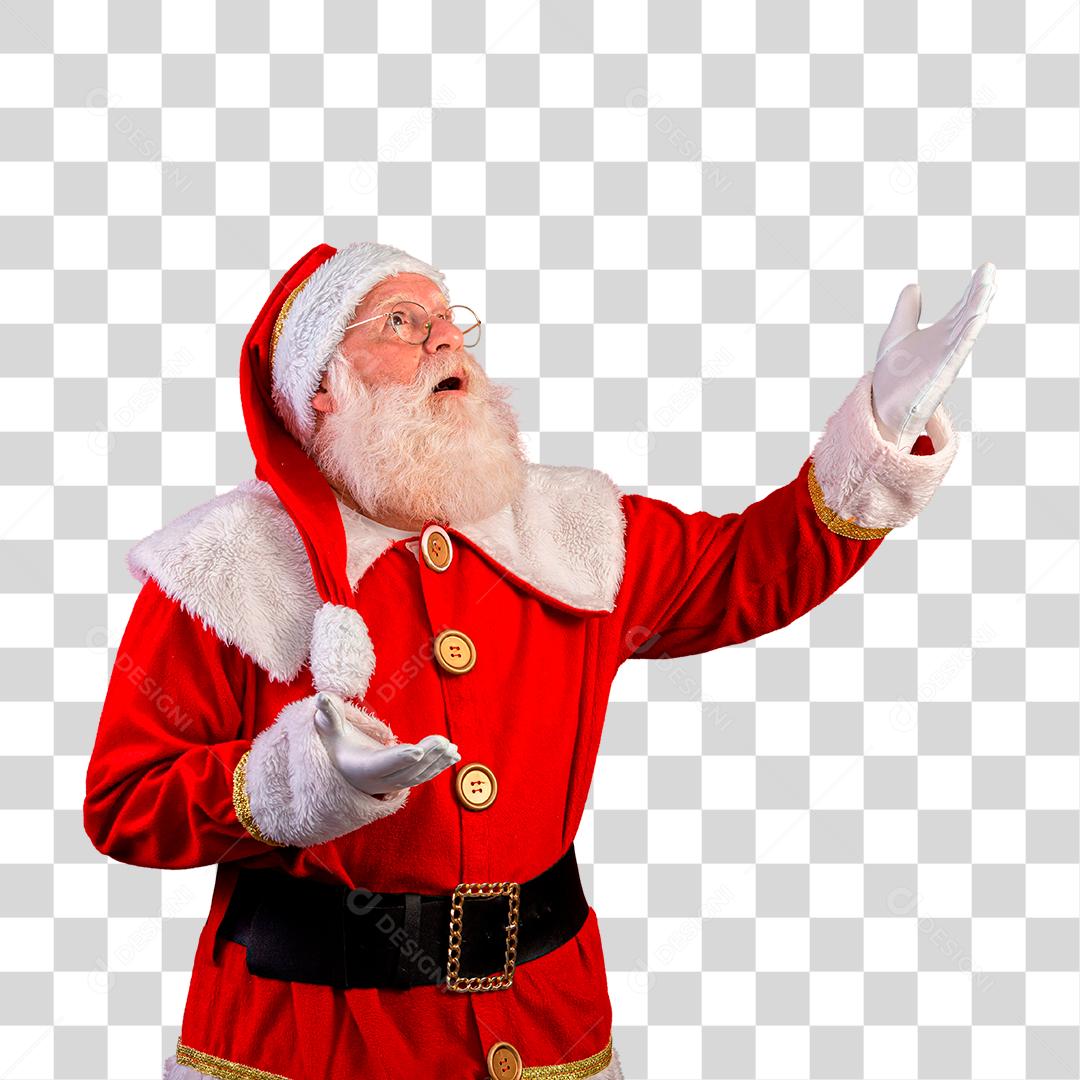 Papai Noel Olhando para cima expressão de graças PNG Transparente