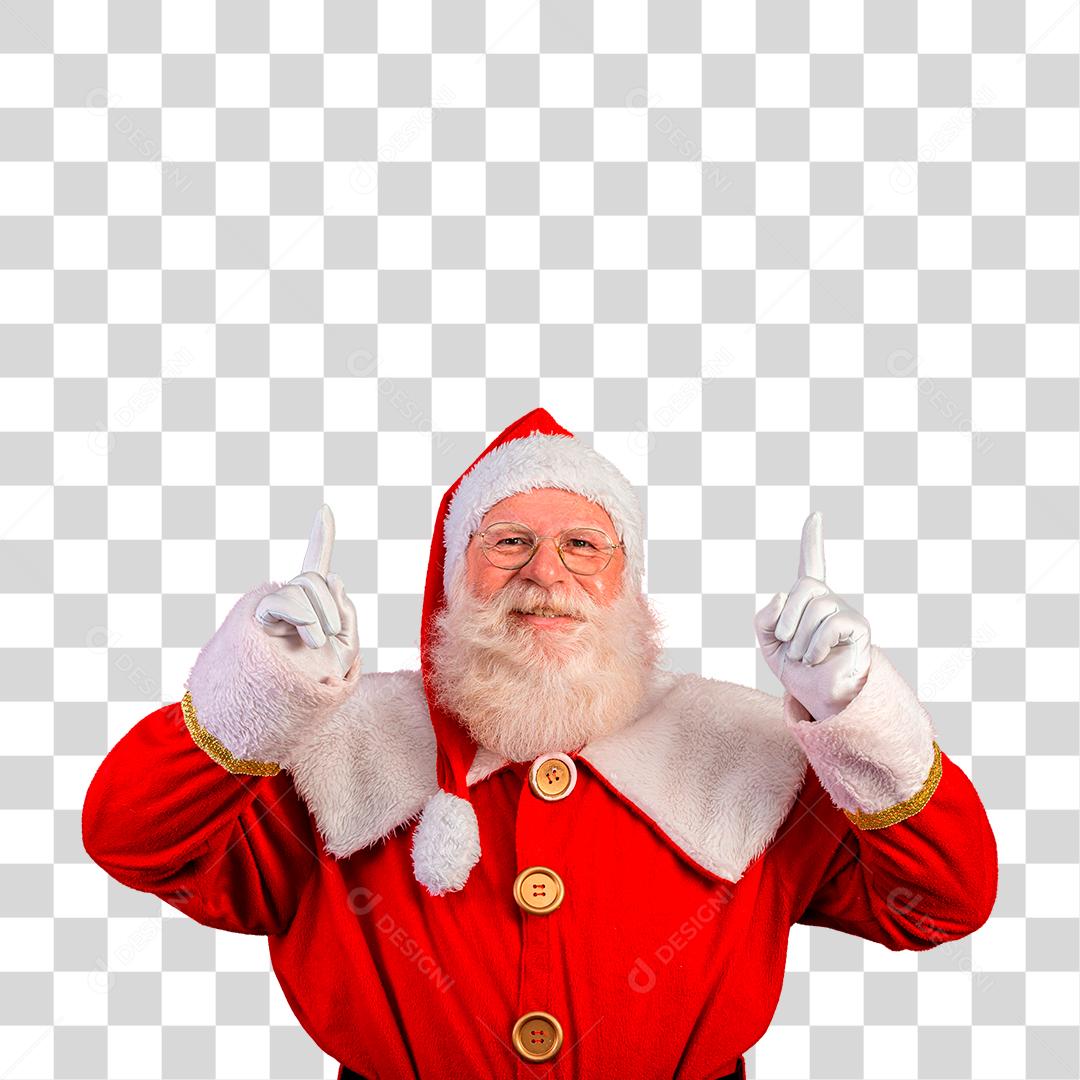 Papai Noel apontando para cima PNG Transparente
