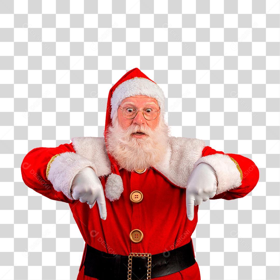 Papai Noel apontando para baixo PNG Transparente