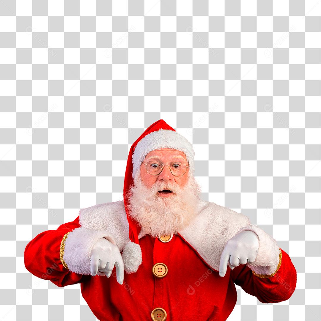 Papai Noel apontando para baixo PNG Transparente