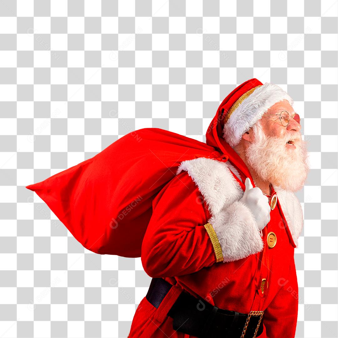 Papai Noel carregando saco de presentes PNG Transparente