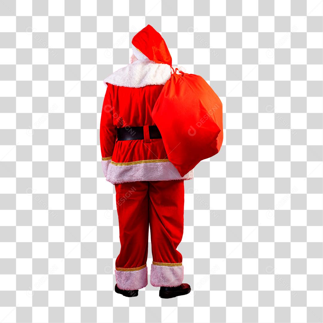 Parte traseira Papai Noel carregando saco de presentes PNG Transparente