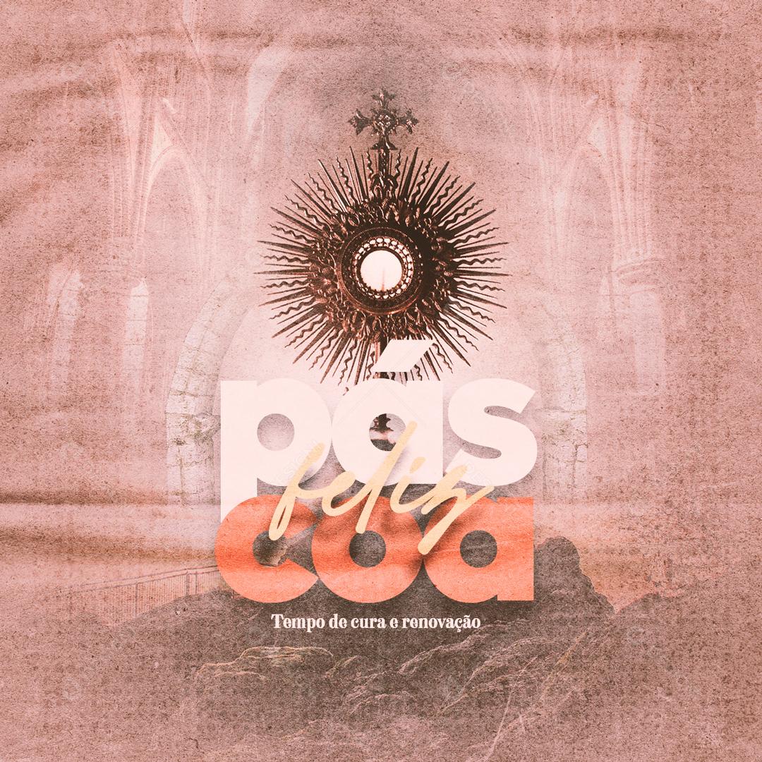 Social Media Feliz Páscoa Tempo de Cura e Renovação PSD Editável