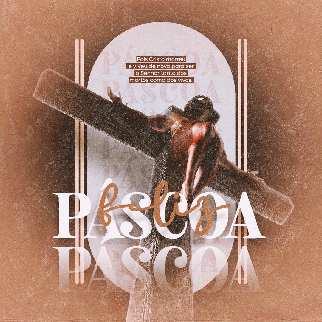 Post Data Comemorativa Semana Santa Feliz Páscoa Social Media PSD Editável