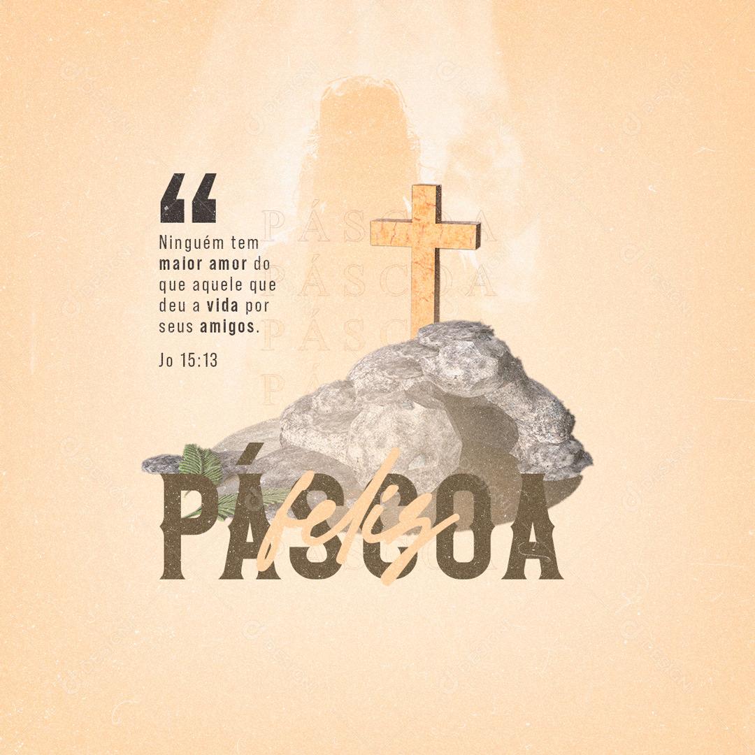 Post Data Comemorativa Semana Santa Feliz Páscoa Social Media PSD Editável