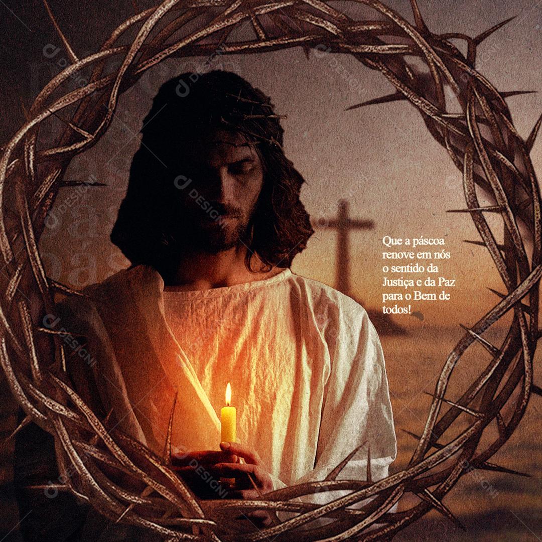 Social Media Semana Santa Que a Páscoa Renove em Nós PSD Editável