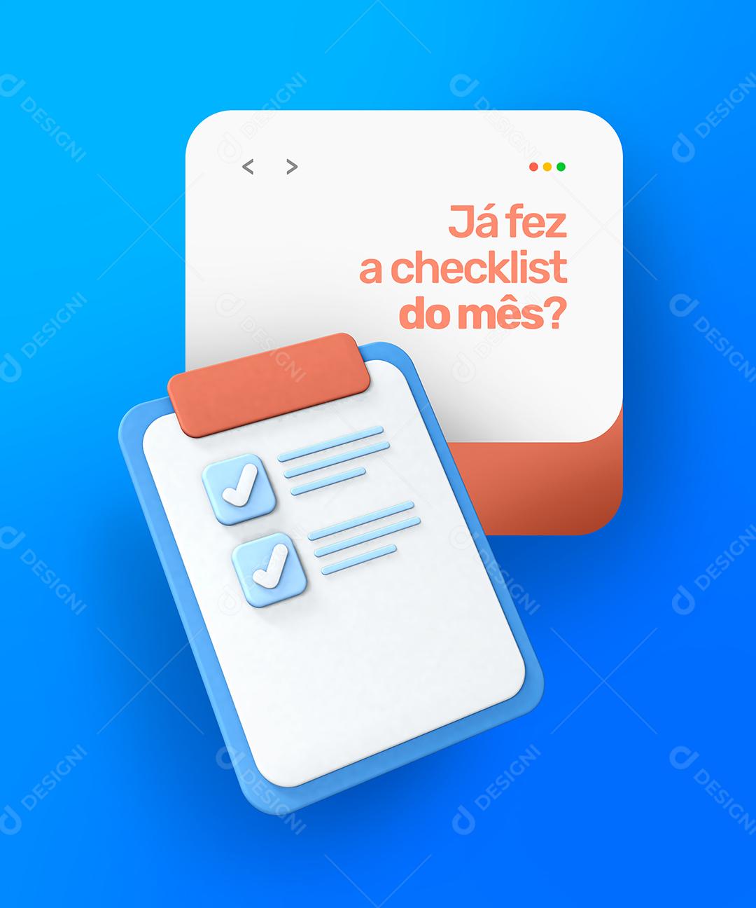 Social Media Já fez a Checklist do Mês PSD Editável
