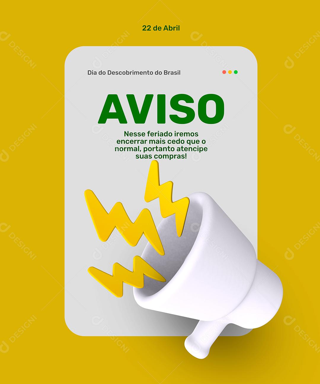 Social Media Aviso Comunicado Feriado PSD Editável