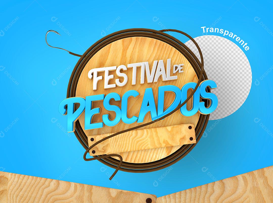 Selo 3D Festival de Pescados Para Composição PSD