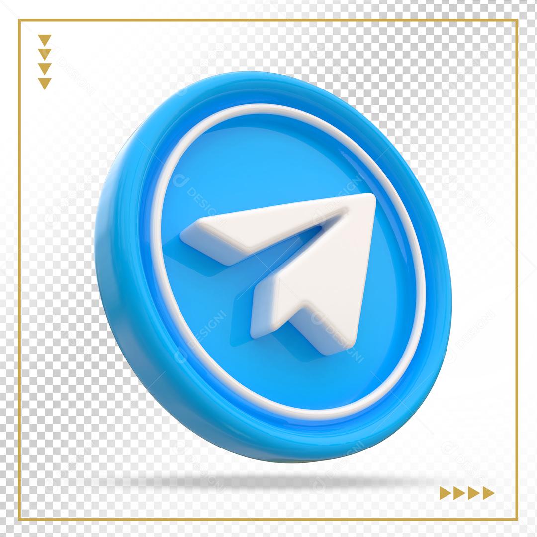 Ícone 3d Telegram Azul Elemento Para Composição PSD