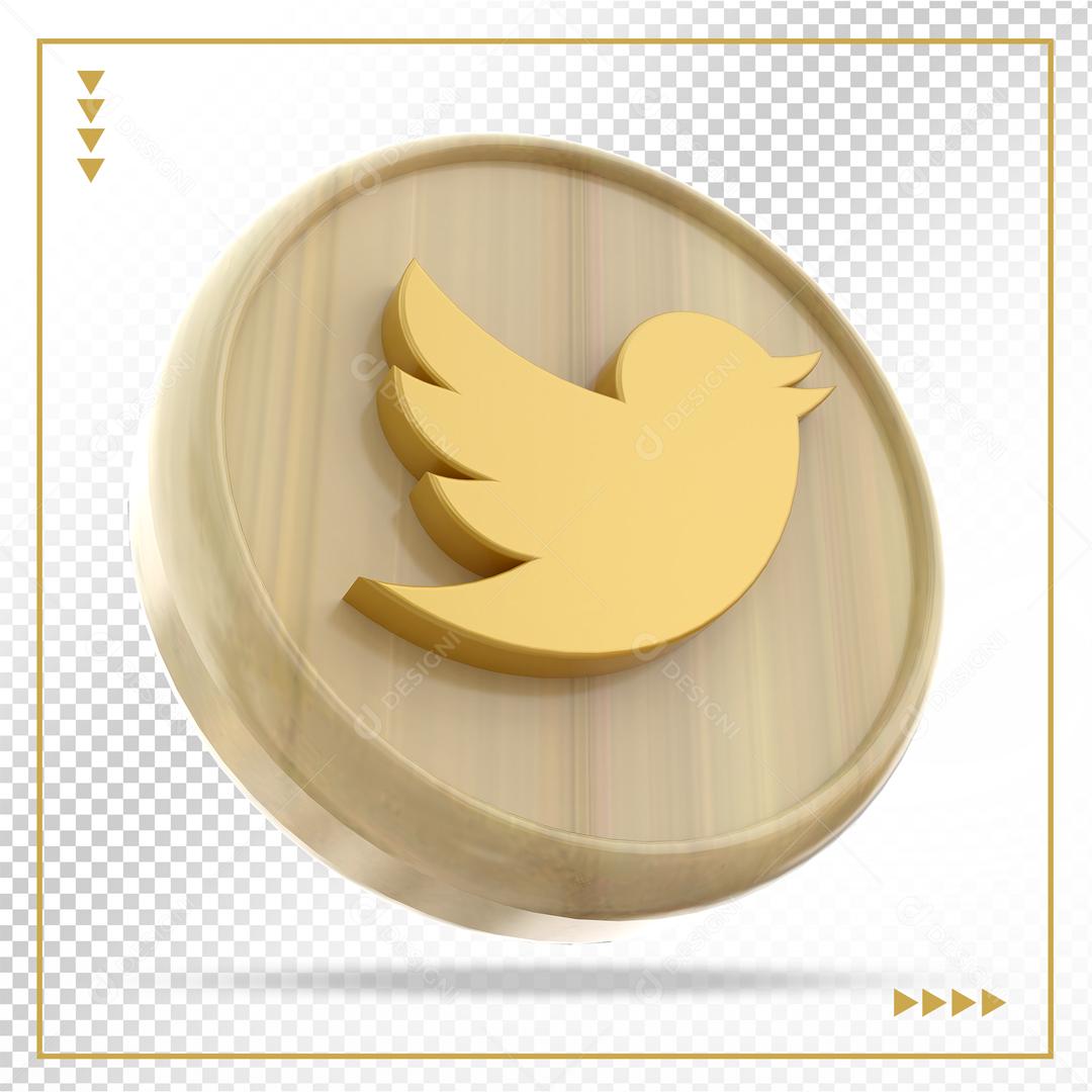 Ícone Twitter Elemento 3D Para Composição PSD