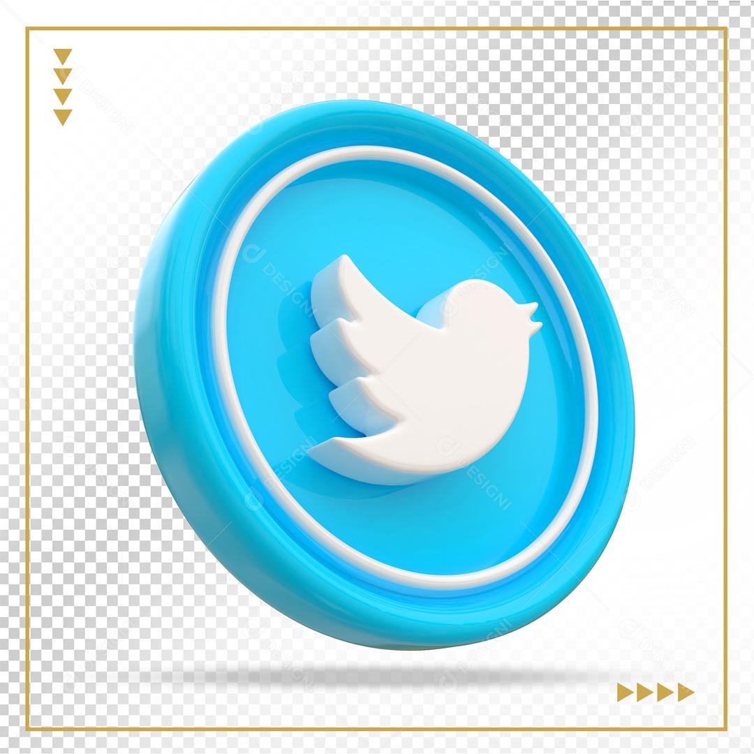 Ícone Twitter Elemento 3D Para Composição PSD