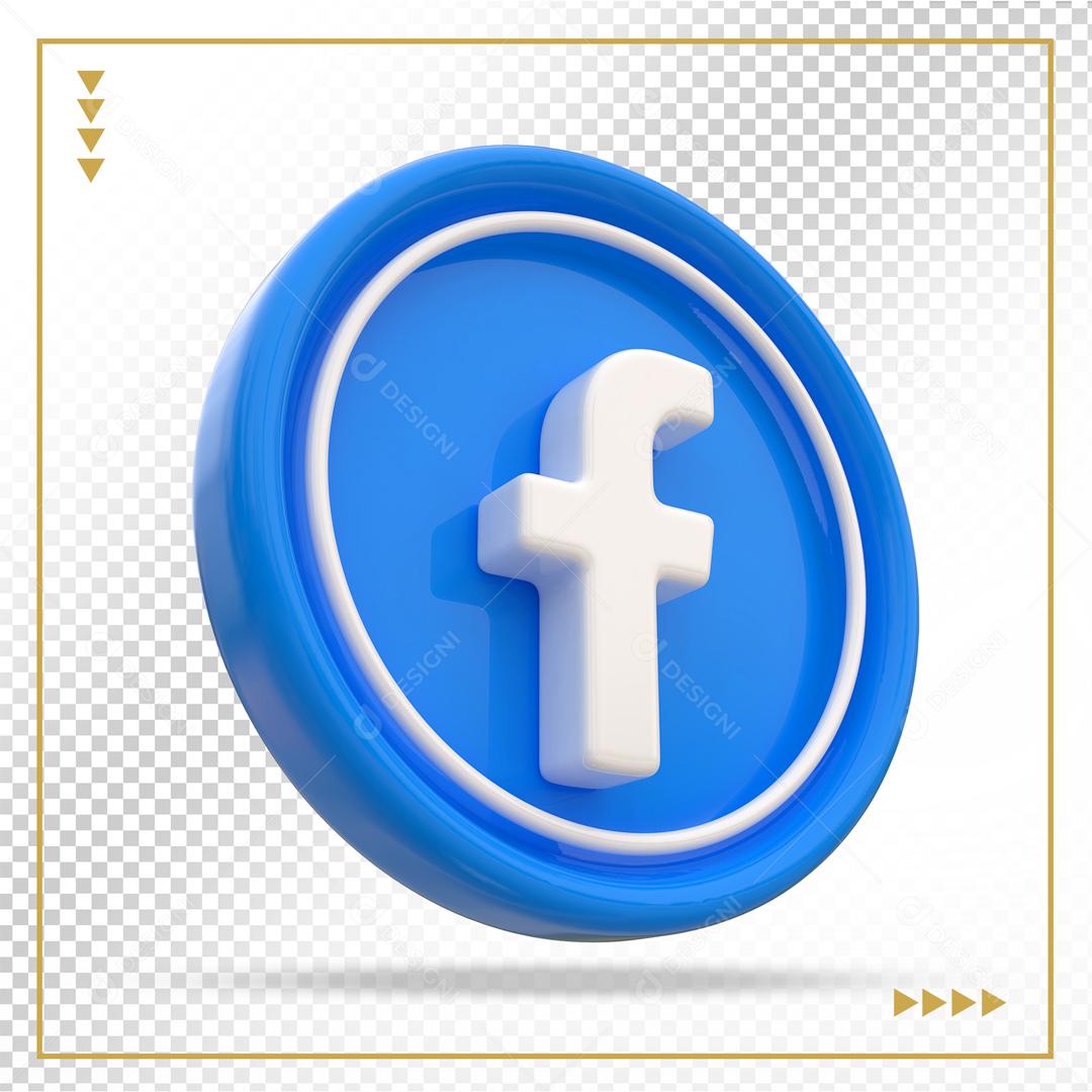 Ícone Facebook 3D Elemento Para Composição PSD