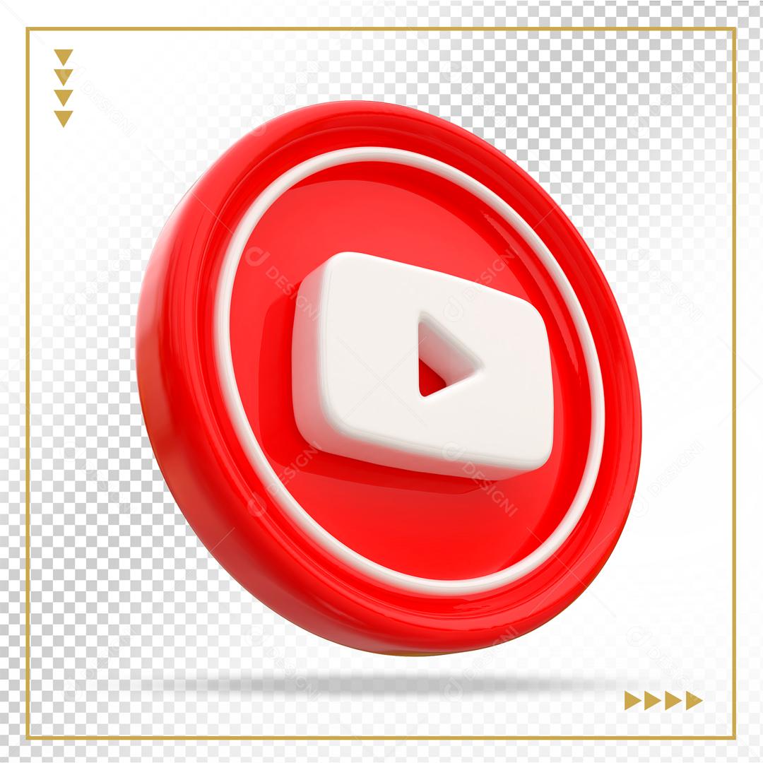Ícone 3D Youtube Elemento Para Composição PSD