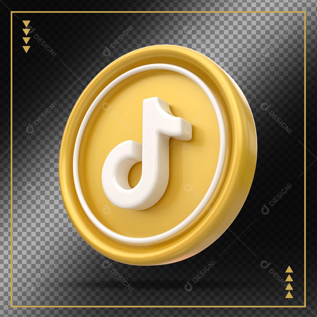 ícone 3D Tiktok Dourado Elemento Para Composição PSD