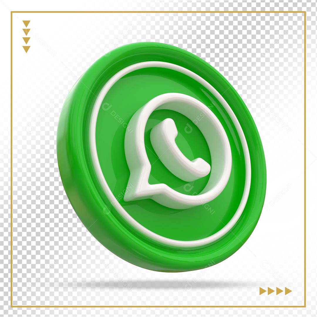 Ícone WhatsApp 3D Verde Para Composição PSD