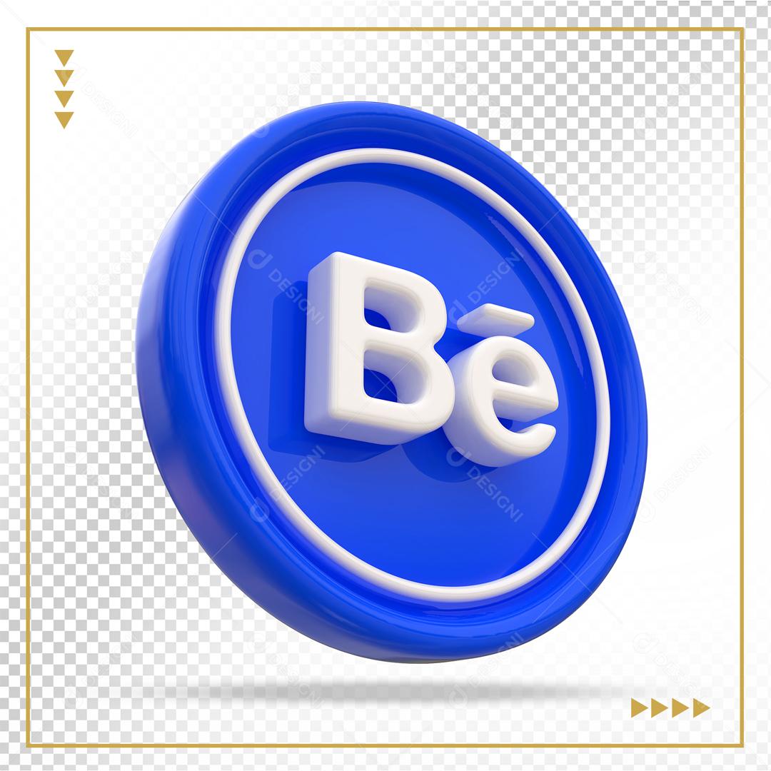 Ícone 3D Behance Elemento Para Composição PSD