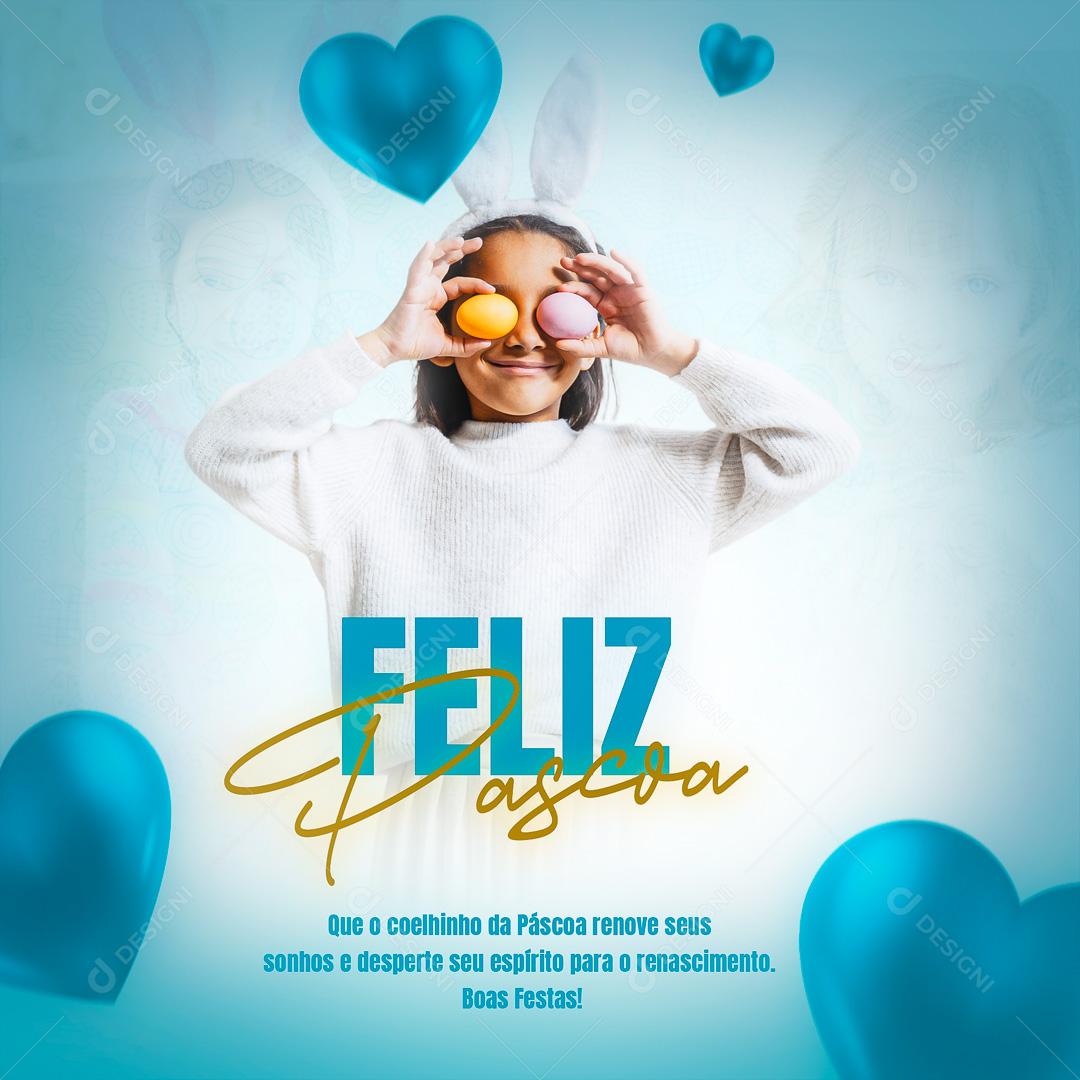 Social Media Feliz Páscoa Coelhinho da Páscoa PSD Editável