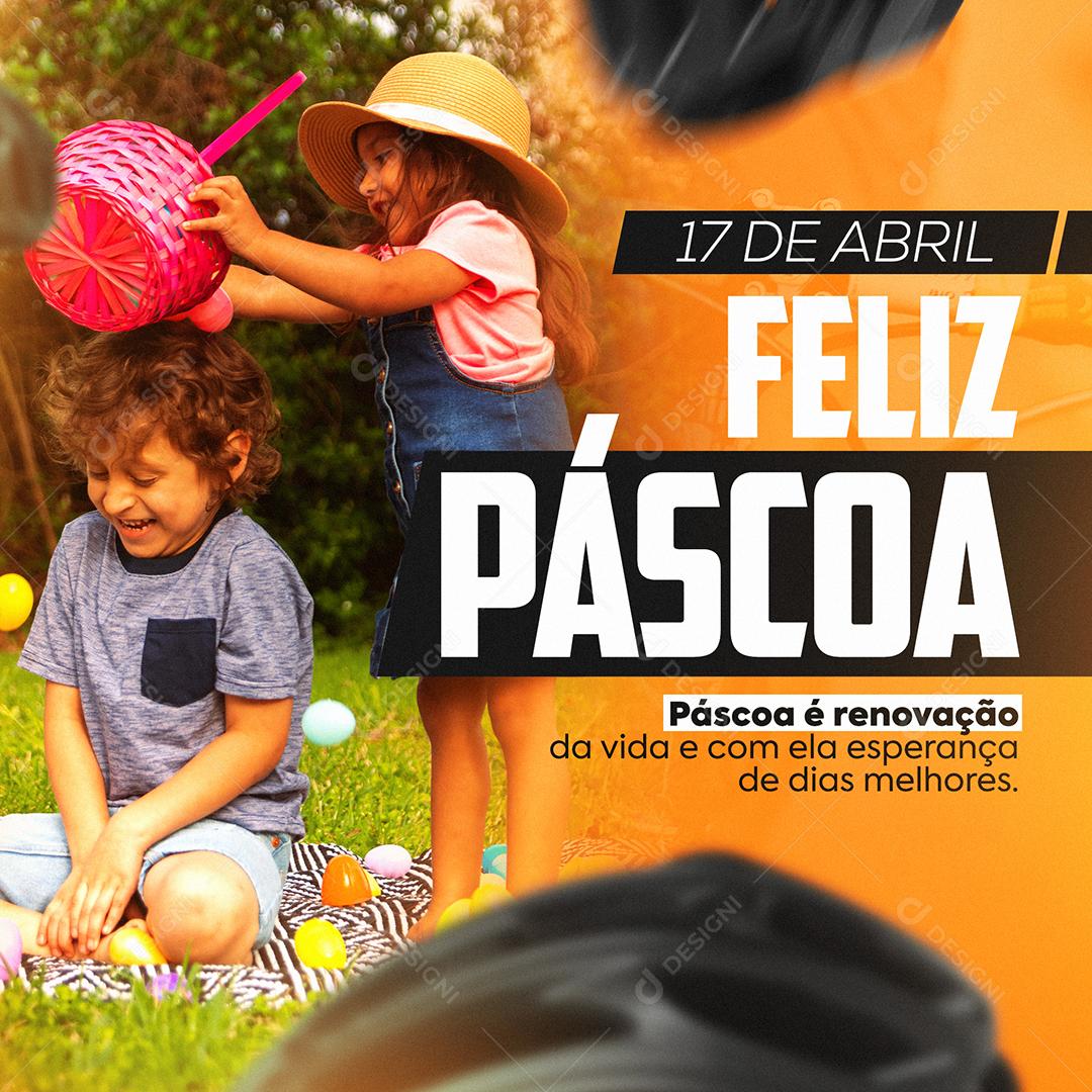 Social Media Feliz Páscoa Com Esperança e Dias Melhores PSD Editável
