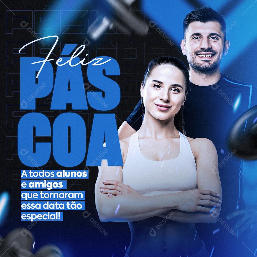 Social Media Feliz Páscoa a Todos os Alunos Academia PSD Editável