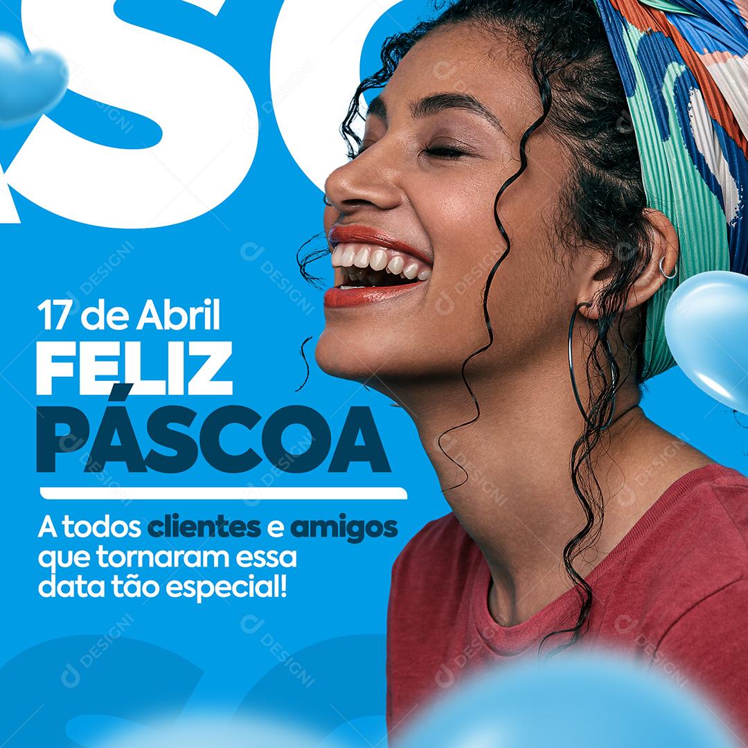 Social Media Feliz Páscoa a Todos os Clientes Lojas PSD Editável