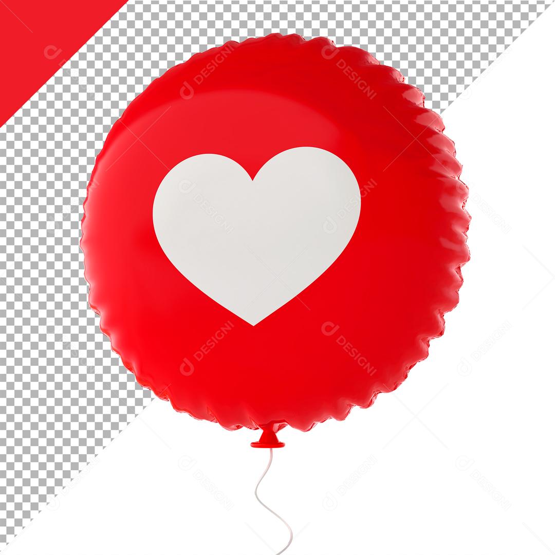 Emoji de Balão 3D Reação Like de Coração Elemento Para Composição PSD