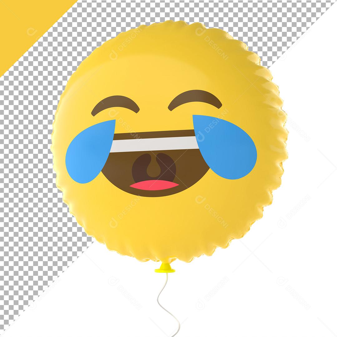 Emoji de Balão 3D Reação Chorando de rir Elemento Para Composição PSD