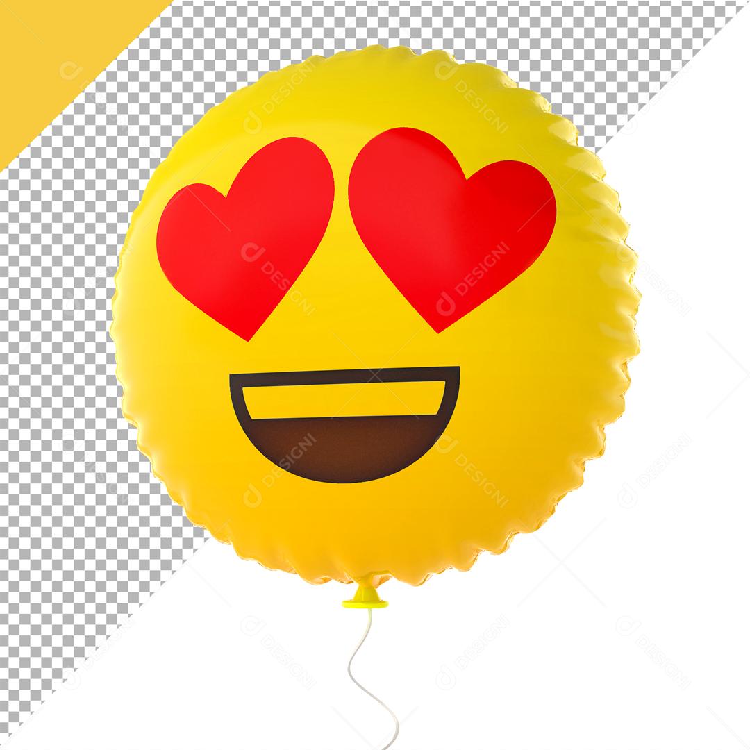 Emoji de Balão 3D Reação  Apaixonado Olhos De Coração Elemento Para Composição PSD