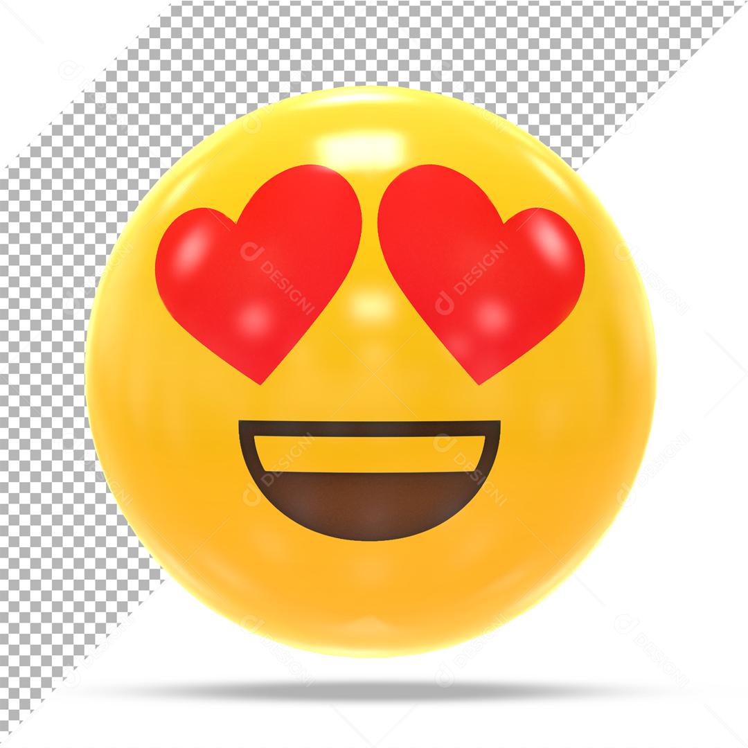 Emoji 3D Reação Apaixonado Olhos De Coração Elemento Para Composição PSD