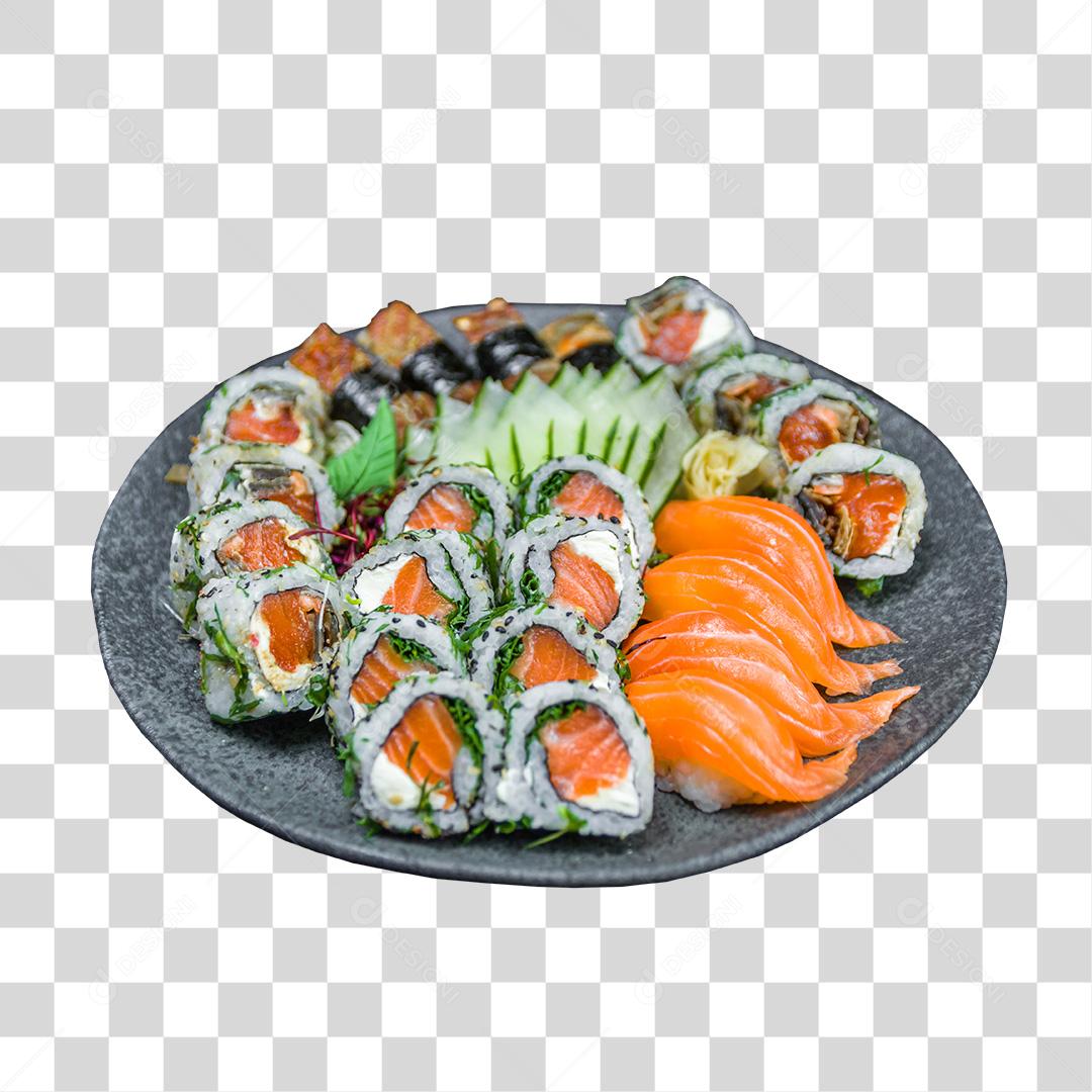 Prato de Sushi Comida japonesa PNG Transparente