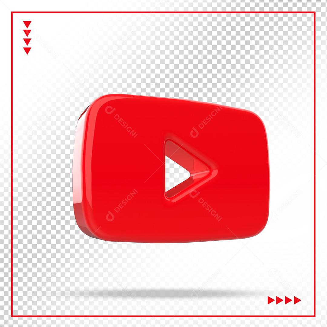 Youtube 3D Vermelho Elemento Para Composição PSD