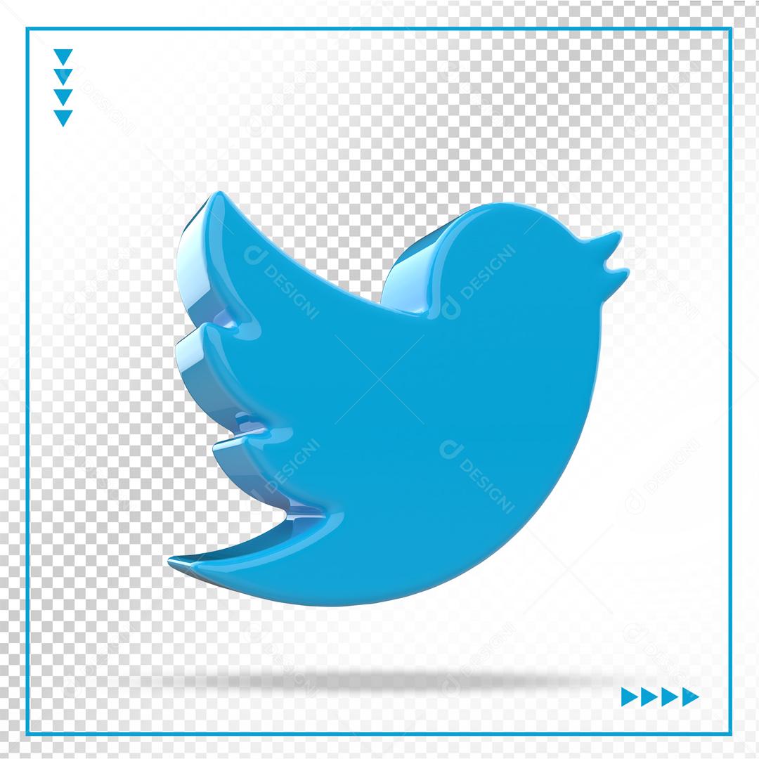 Twitter 3D Elemento Para Composição PSD