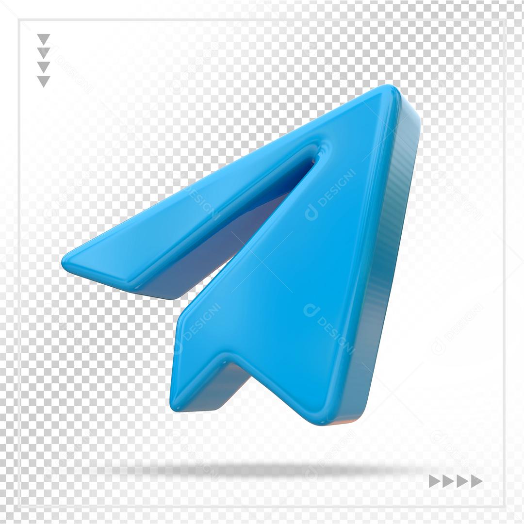 Telegram 3D Elemento Para Composição PSD