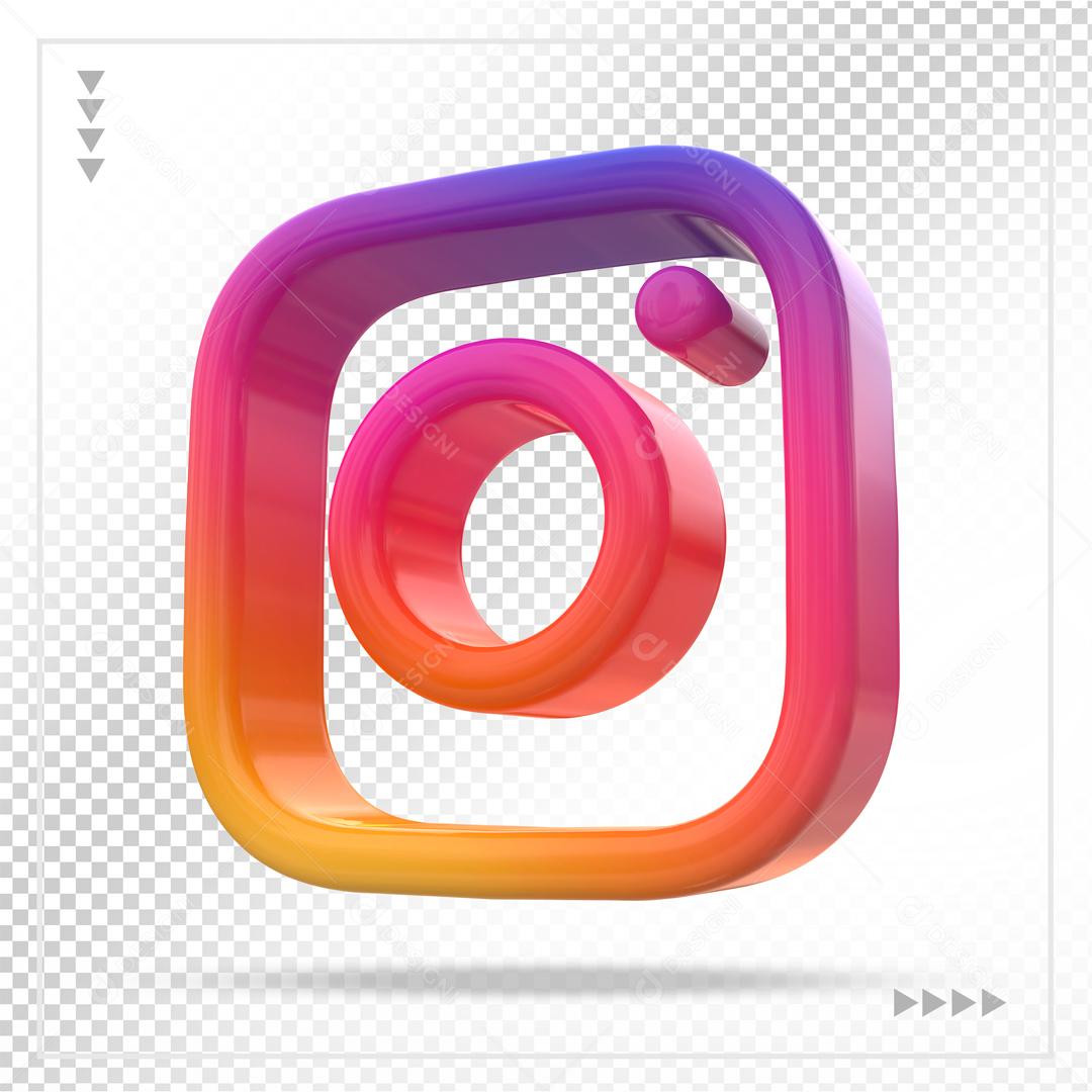 ícone Instagram 3D Roxo Para Composição PSD