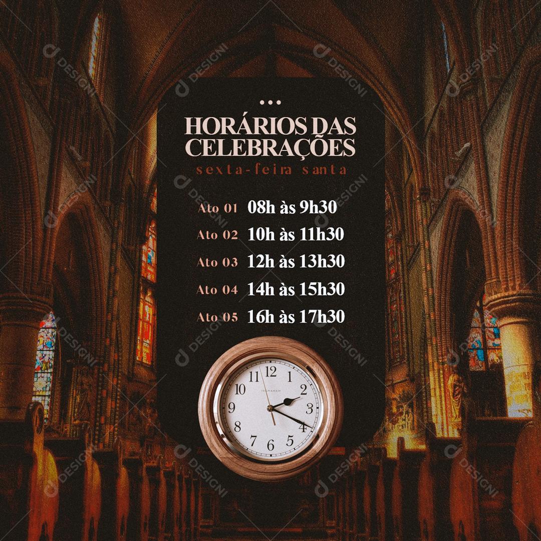 Social Media Horários das Celebrações Igreja PSD Editável