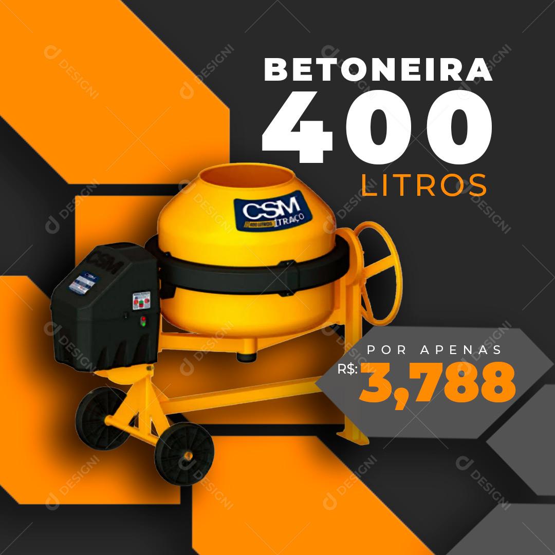 Social Media Loja De Materiais De Construção Betoneira 400 Litros Social Media PSD Editável