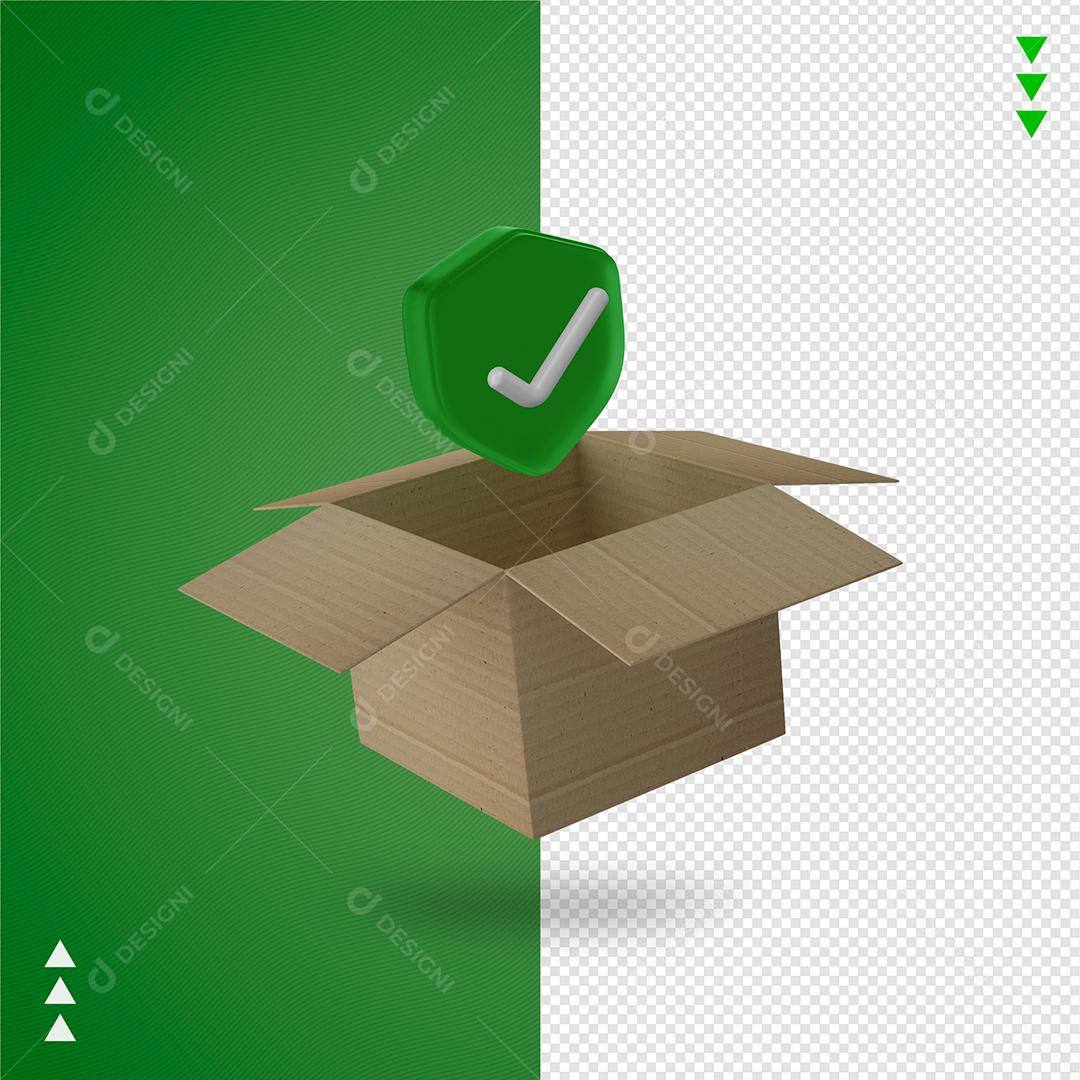 Caixa Entrega Segura Elemento 3D Para Composição PNG Transparente
