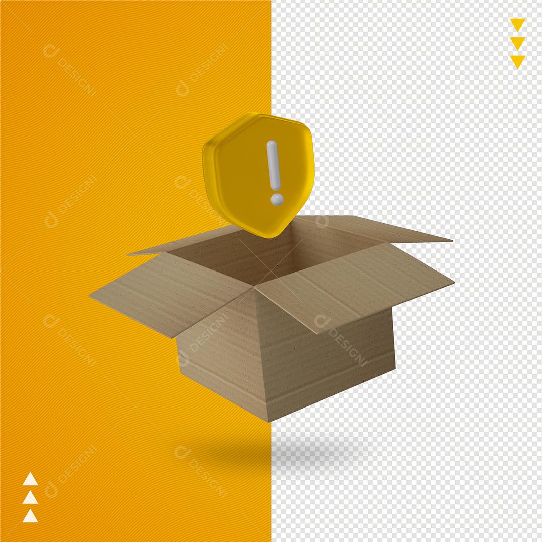 Caixa de Atenção Entrega Elemento 3D PNG Transparente