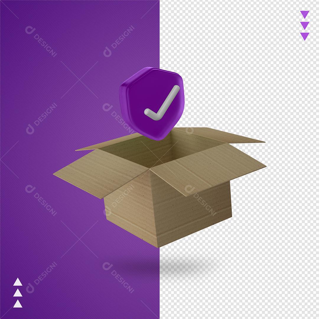 Caixa de Entrega Conferida Elemento 3D PNG Transparente