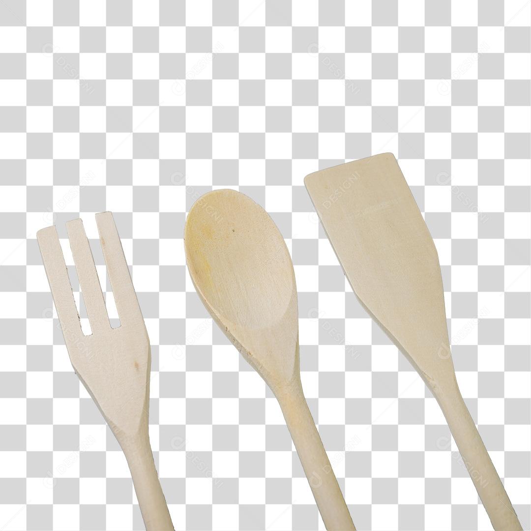 Talheres de Madeira PNG Transparente