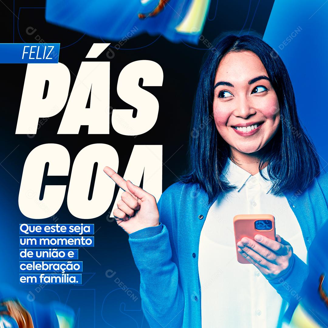 Feliz Páscoa Que Este Seja Um Momento De União E Celebração Em Família Social Media PSD Editável