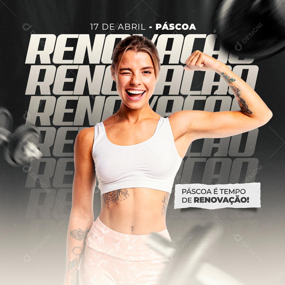 Feliz Páscoa Dia De Renovação Na Academia Social Media PSD Editável