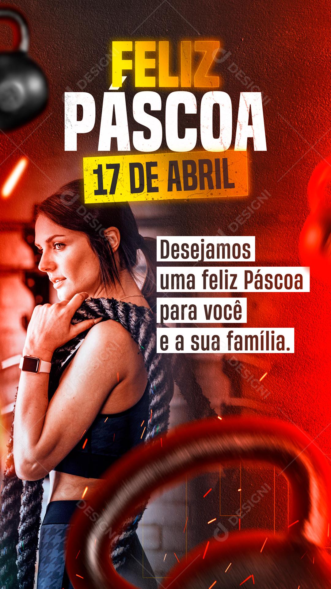 Feliz Páscoa é tempo De Renovação Academia Social Media PSD Editável