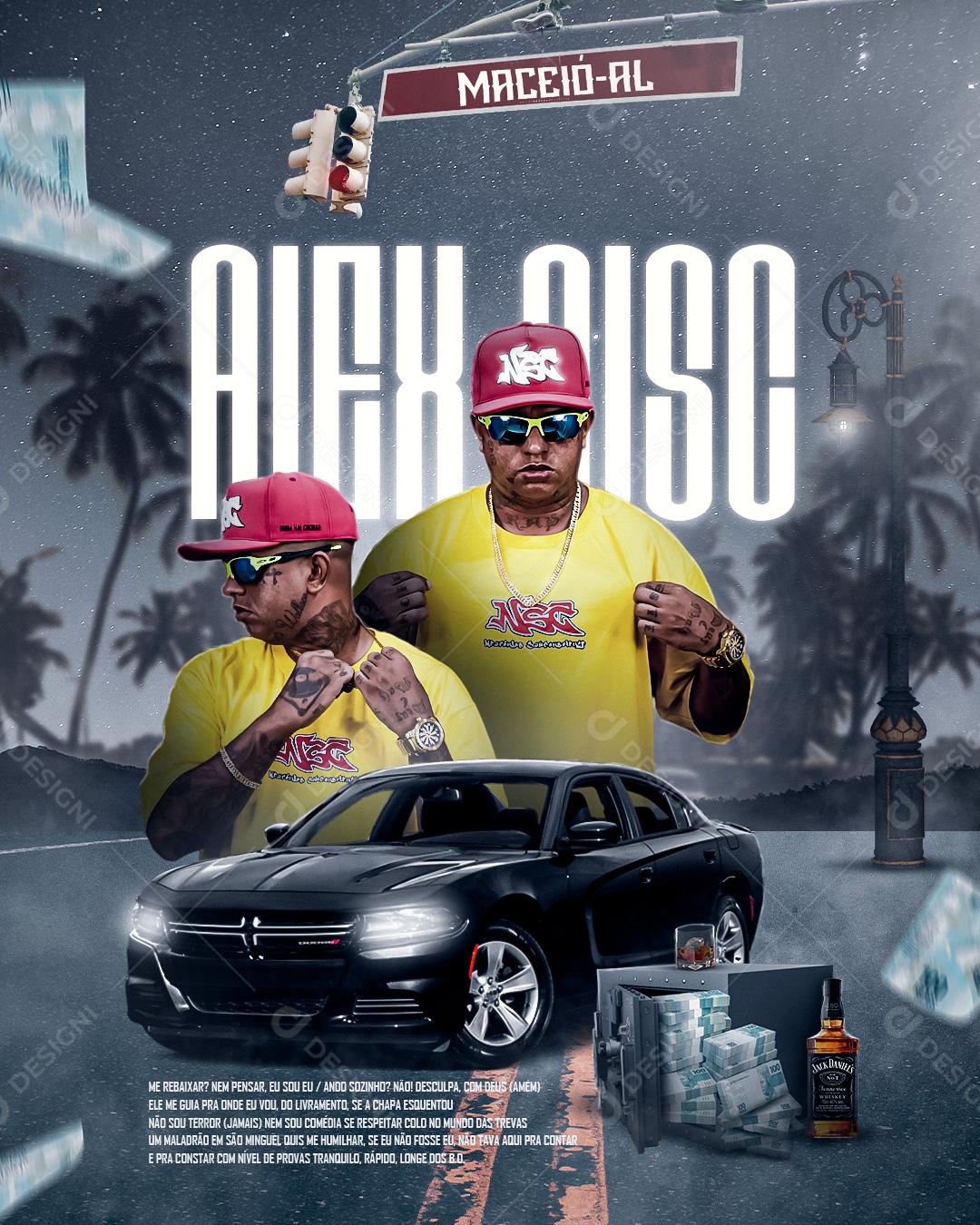 Flyer Show Evento Cantor de Trap Alex Disc Social Media PSD Editável