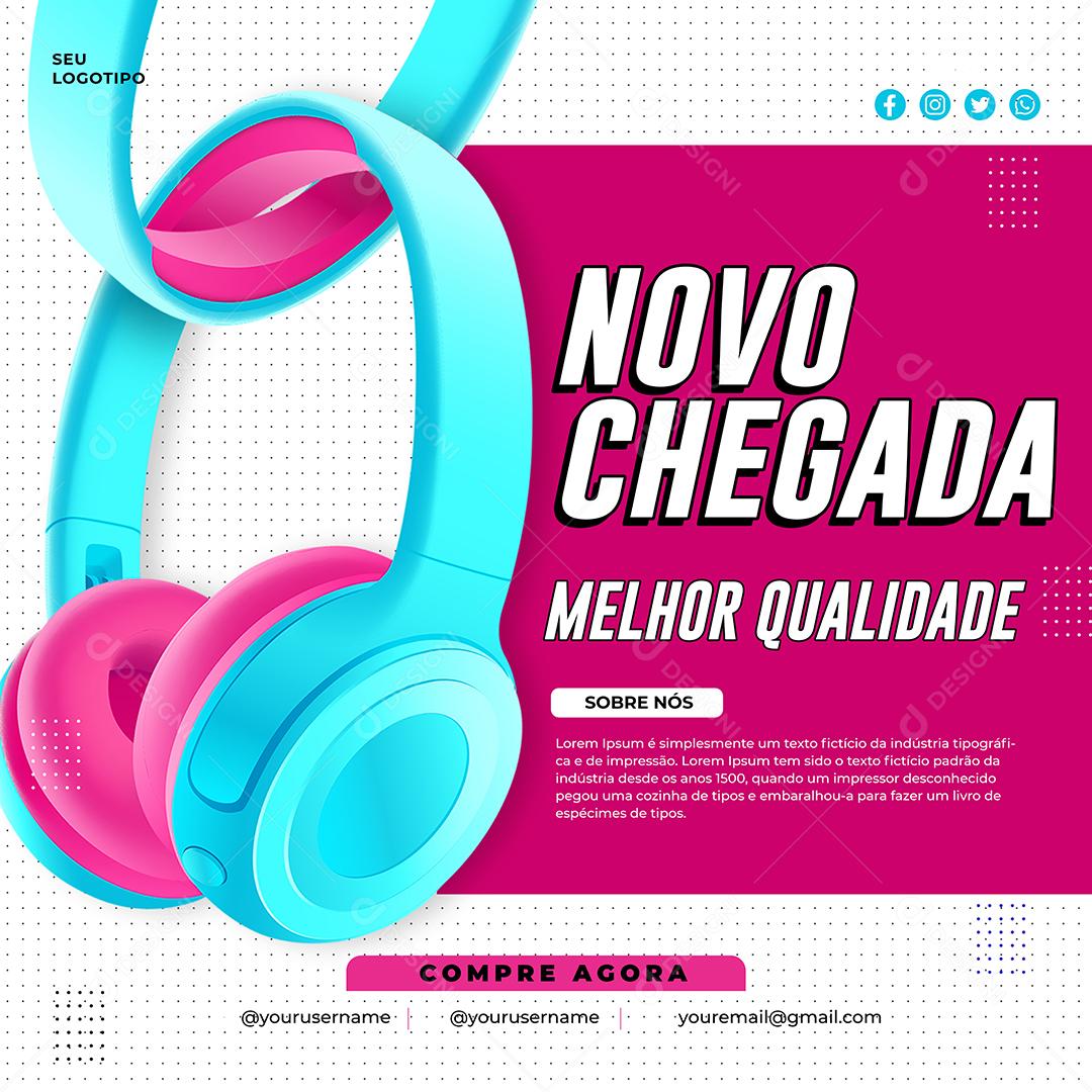 Social Media Nova Chegada Head Phone PSD Editável