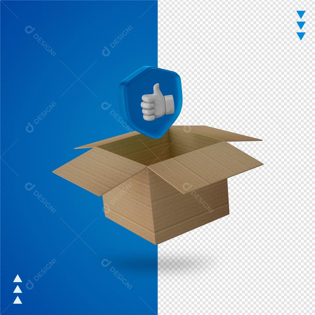 Elemento 3D Para Composição Caixa De Papelão Com Ícone De Beleza Azul PNG Transparente