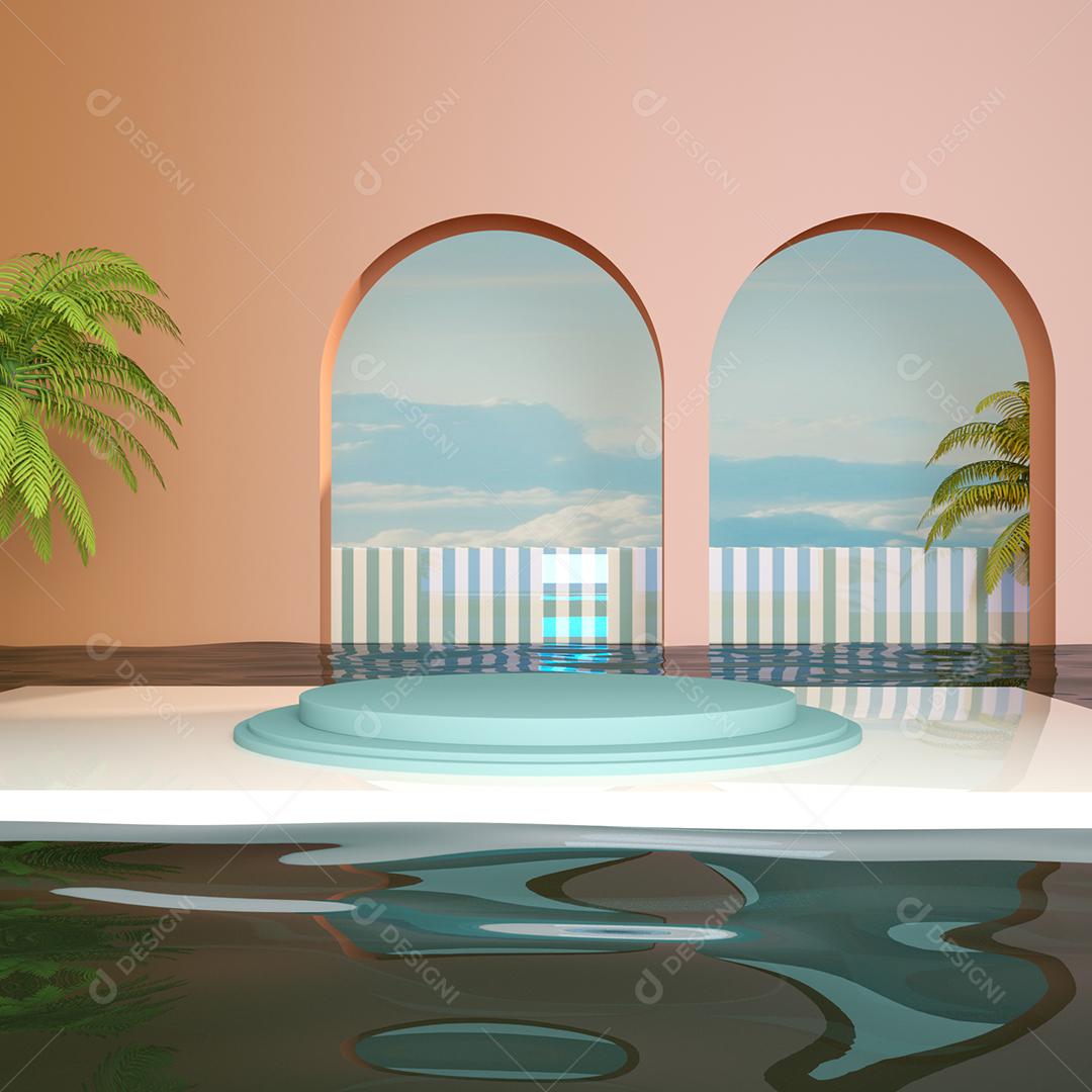 Cenário Pódio do produto na água imagem JPG