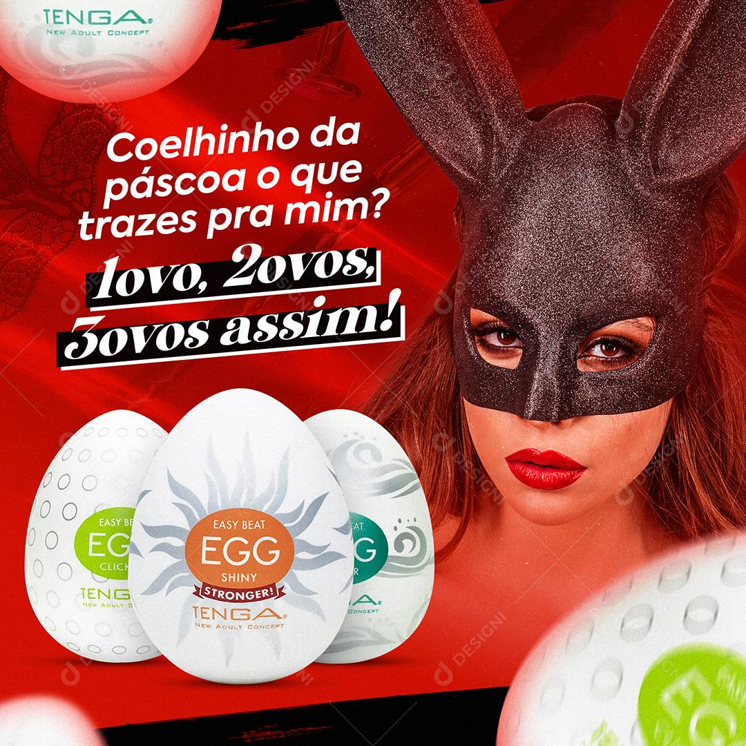 Social Media Coelhinho da Páscoa o Que Trazes Pramim 1 Ovo 2 Ovos 5 Ovos Assim PSD Editável