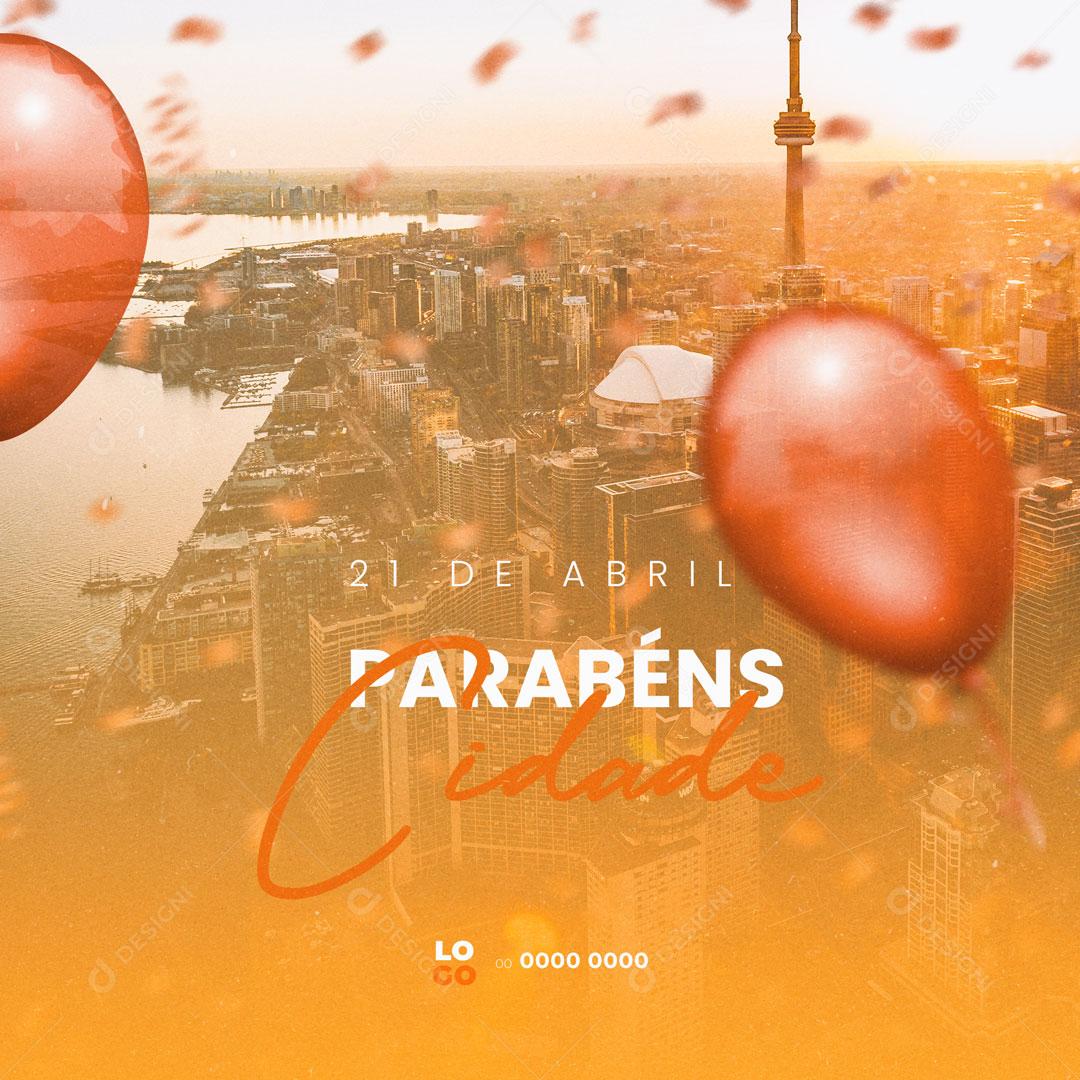 Post Aniversário de Cidade Parabéns Social Media PSD Editável